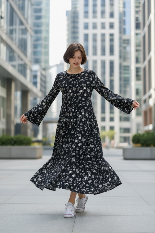 Bohemian Long Sleeve Maxi Dress